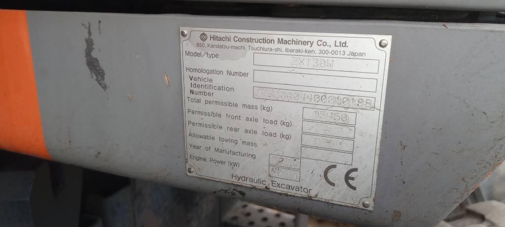 Hitachi ZX 130 W  the machine has no engine Pyöräkaivukoneet